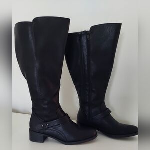Easy Street Black Knee-High Women's Boots Sz 9 Wide Cslf NWOB